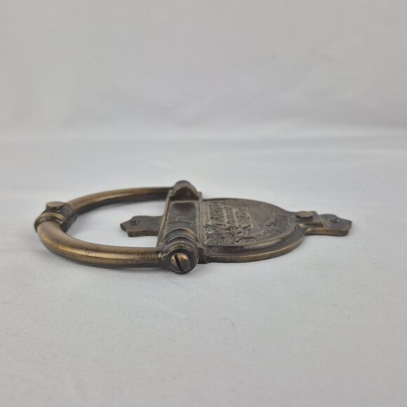 Vintage Brass Door Knocker Christian Theme Welcome in the Name of CHRIST  80's - Picture 10 of 16